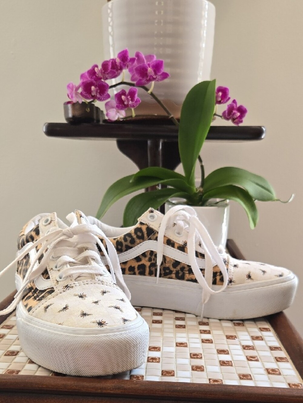 Vans Old Skool Platform Leopard Panels and Bee Print Size 6.5 - Picture 5 of 9